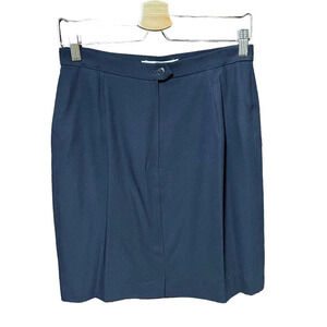 MaxMara Navy Blue Classic Virgin Wool Pencil Skirt Size US 10